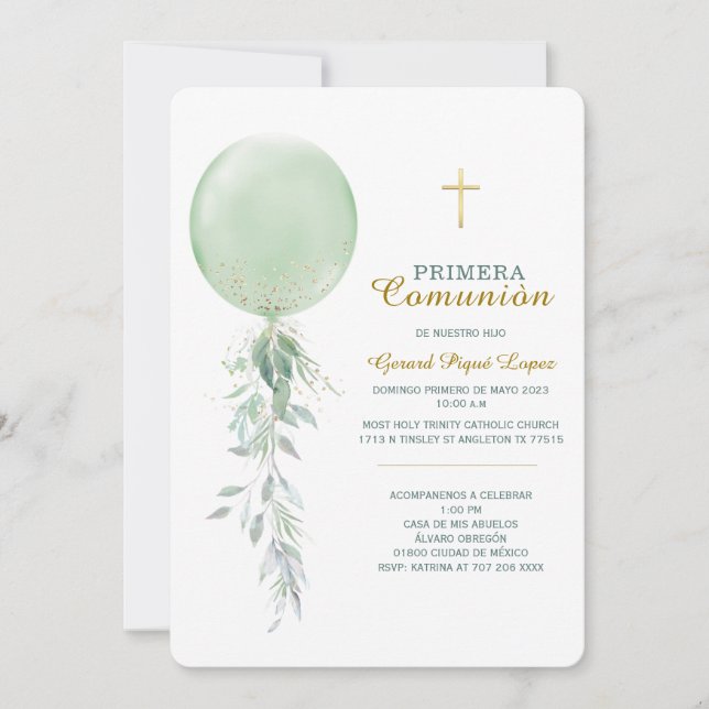 Primera communion invitacion invitation (Front)