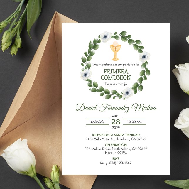 Primera Comunion Catholic Chalice First Communion Invitation (Creator Uploaded)