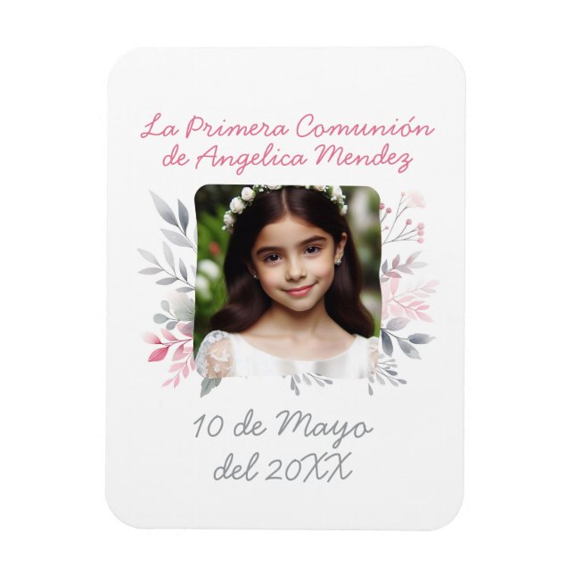 Primera Comunión con Foto y Flores Spanish Magnet (Vertical)