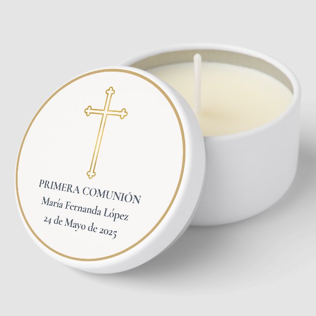 Primera Comunión Cruz de Oro Mini Candle Favors (Corner)