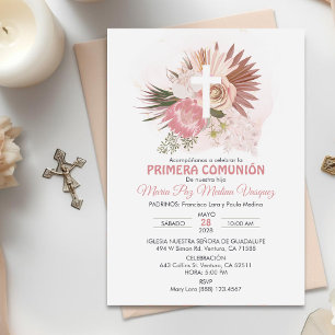 Primera Comunion Invitacion Boho First Communion Invitation