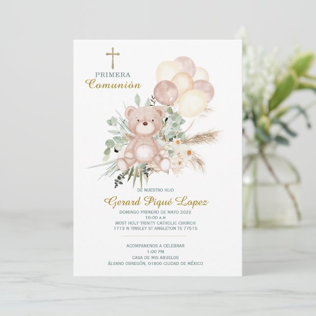 Primera comunion invitacion imprimible invitation (Standing Front)