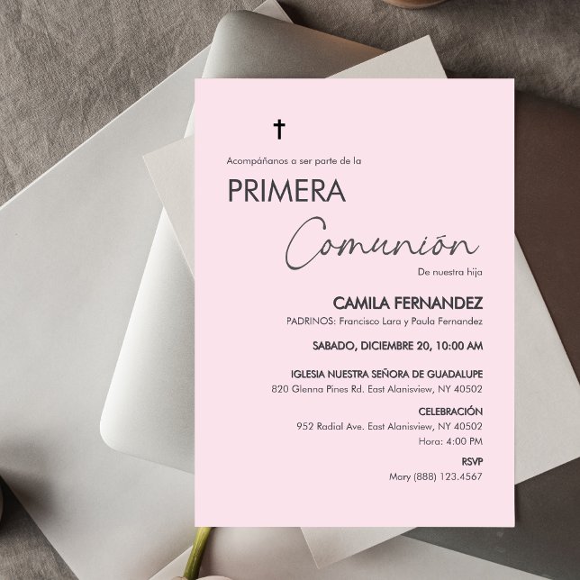 Primera Comunion Minimalist First Holy Communion Invitation (Creator Uploaded)