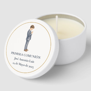 Primera Comunión Niño Rezando Mini Candle Favors