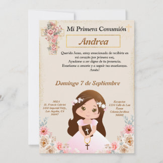 Primera Comunión para niña  Invitation