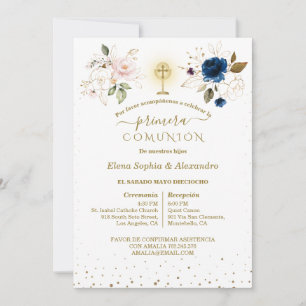 Primera Comunión Twins First Holy Communion Invitation