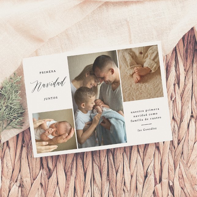 Primera Navidad Juntos Tarjeta Navideña de 4 Fotos Holiday Card (Creator Uploaded)