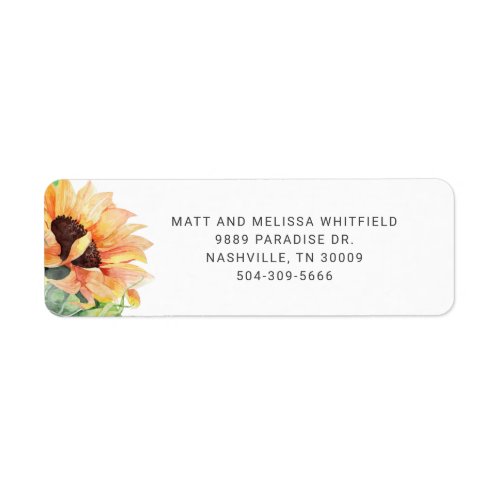 Primerose Yellow Sunflower Floral Return Address Label