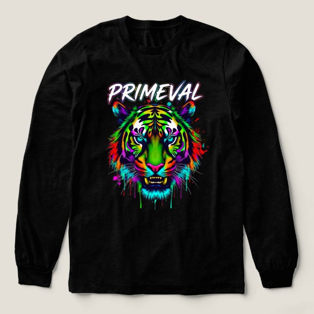 Primeval Neon Tiger Bella+Canvas Tri-Blend Long Sl Shirt (Design Front)