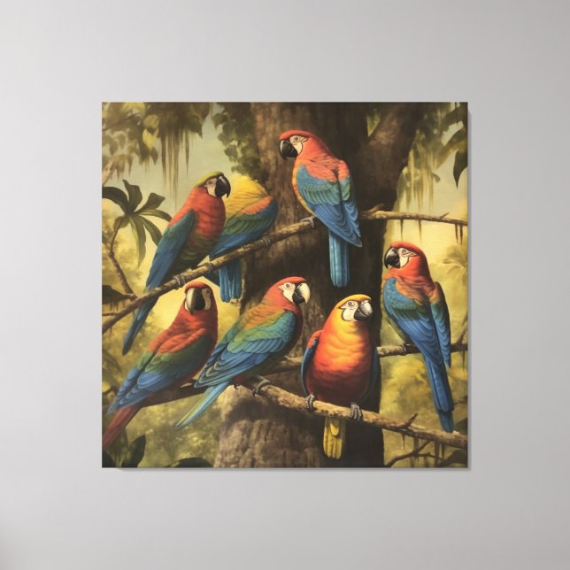 Primeval Rainforest Scarlet Macaw Canopy Fine Art  Canvas Print (Front)