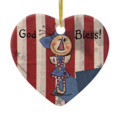 Primitive American Angel Ceramic Ornament