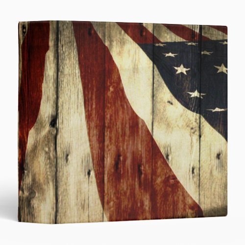 Primitive Americana Barn Wood American Flag 3 Ring Binder