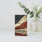 Primitive Americana Barn Wood American Flag Business Card (Standing Front)