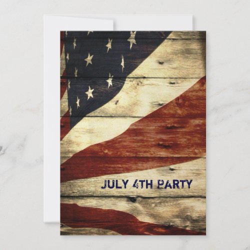 Primitive Americana Barn Wood American Flag Invitation