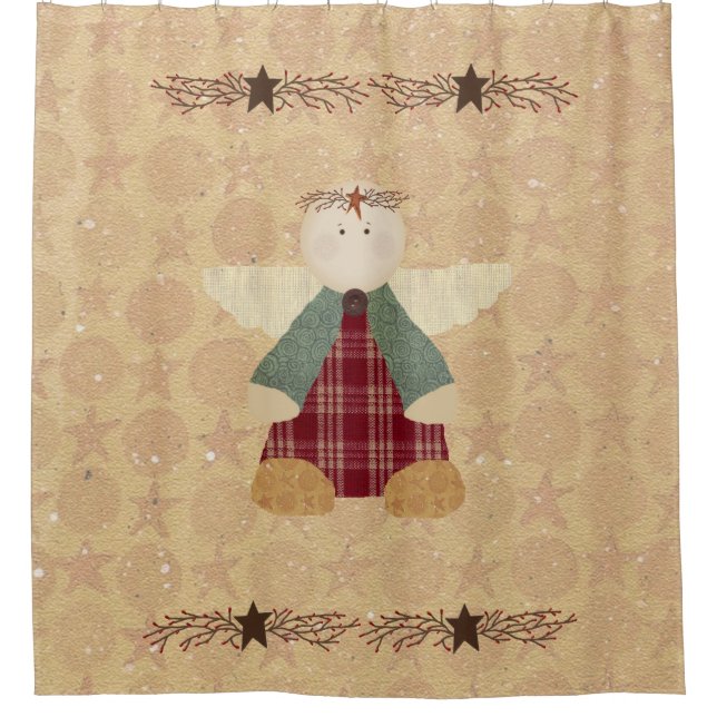 Primitive Angel Shower Curtain (Front)