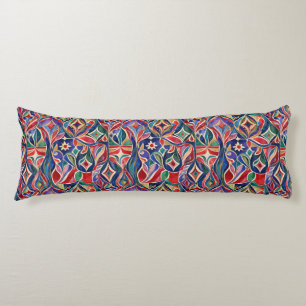 Primitive Art Colorful Watercolor Body Pillow