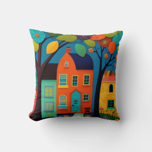 Primitive Art Landscape accent pillow