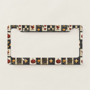 Primitive Autumn Quilt Pattern   Farmhouse Harvest License Plate Frame