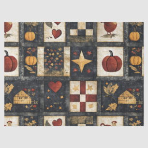Primitive Autumn Quilt Pattern Farmhouse Harvest Tissue Paper