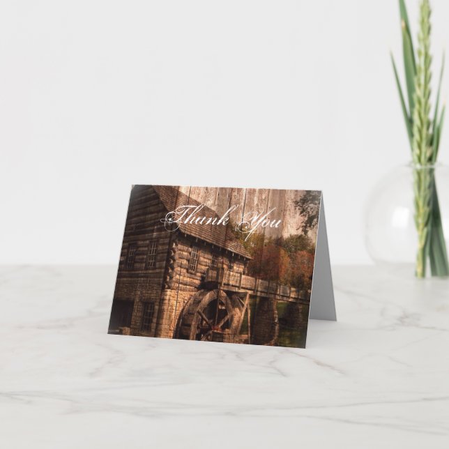 Primitive Barn Wood farmhouse wedding Thank You Card (Front)