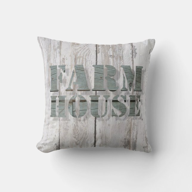 primitive barn wood western country farmhouse throw pillow (Front)