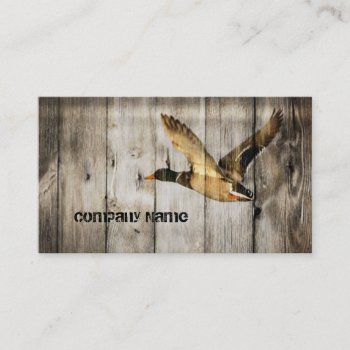 Primitive Barn Wood Western Country Mallard Duck Business Card by IAmTrending at Zazzle