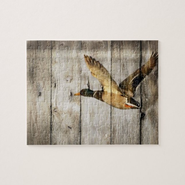 Primitive Barn wood Western Country mallard duck Jigsaw Puzzle (Horizontal)
