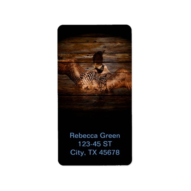 Primitive Barn wood Western Country waterfowl Loon Label (Front)