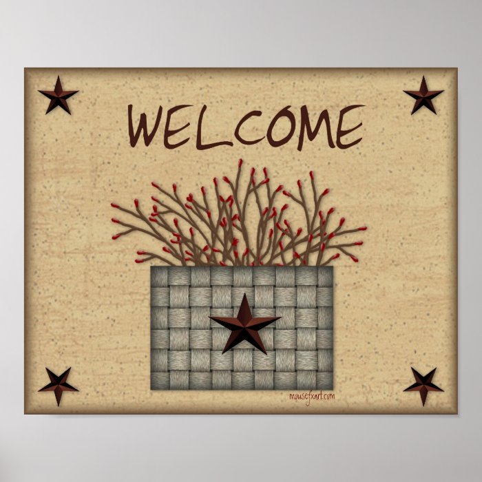 Primitive Basket Welcome Print