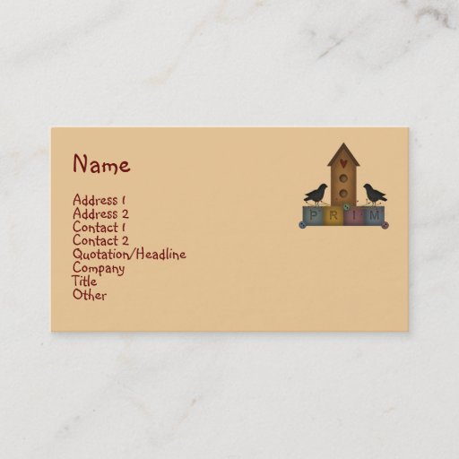 Customizable Primitive Birdhouse Business Card