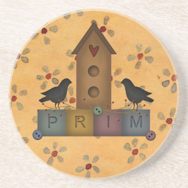 Primitive Birdhouse Coaster (Front)