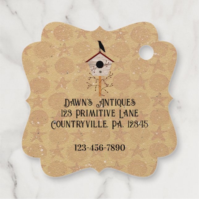 Primitive Birdhouse Product Hang Tag (Back)