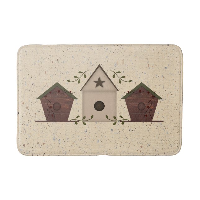Primitive Birdhouses Bath Mat (Front)