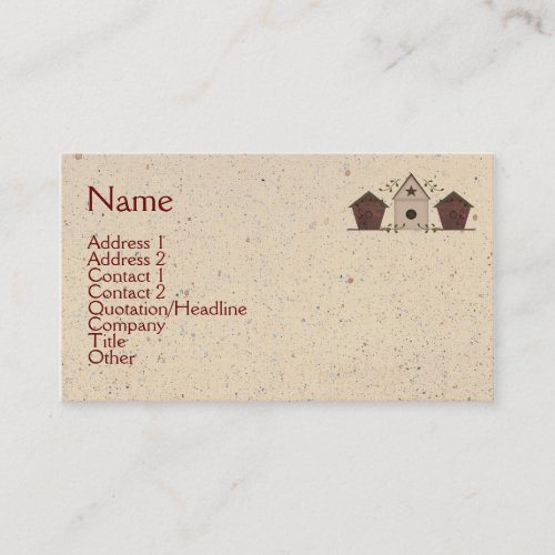 Primitive Birdhouses Business Card