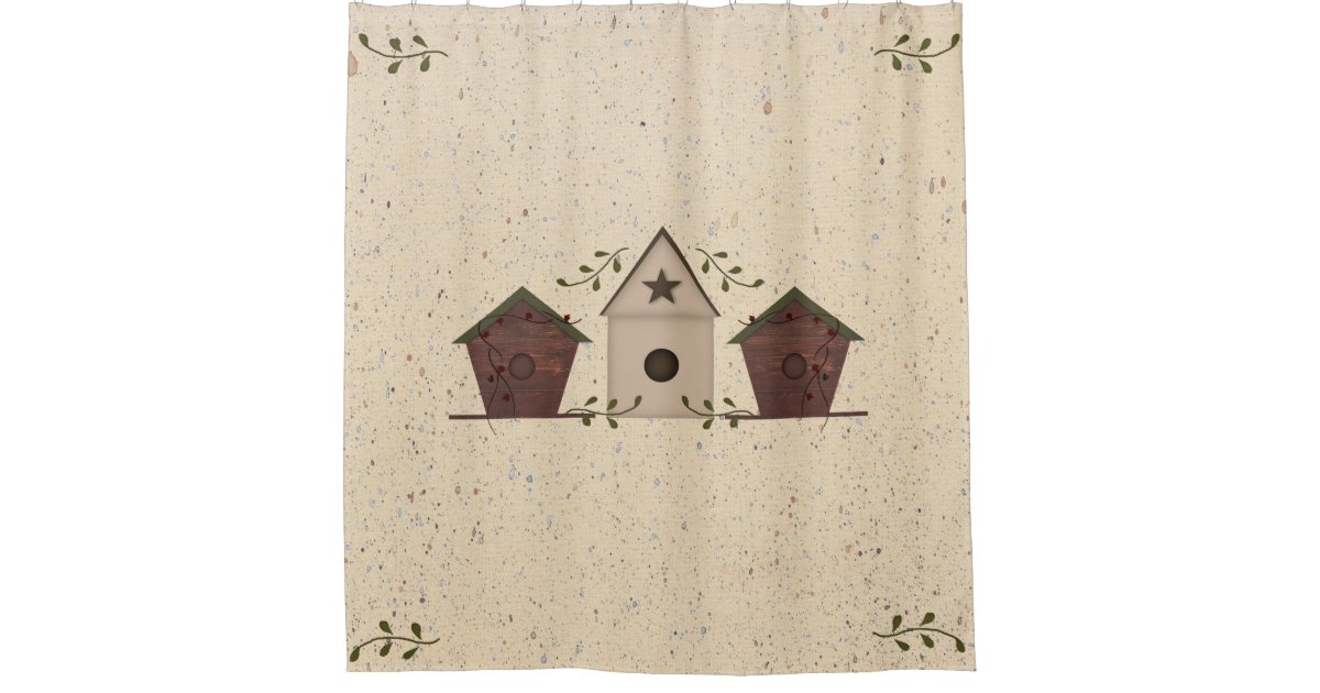 Primitive Birdhouses Shower Curtain Zazzle Com