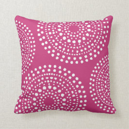 Primitive Boho Mosaic Pattern Magenta Pink Throw Pillow
