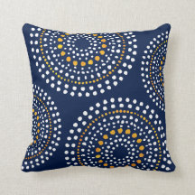 Primitive Boho Mosaic Pattern Navy Gold