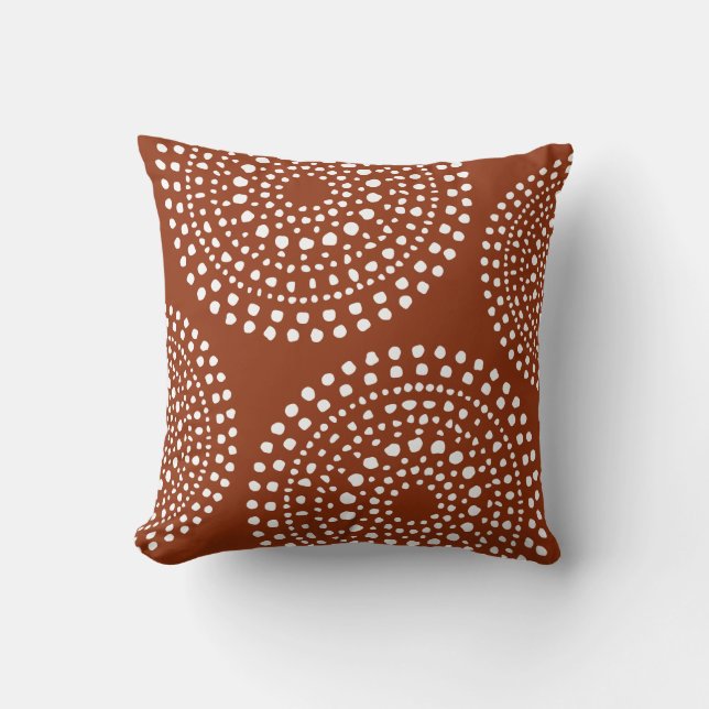 Primitive Boho Mosaic Pattern Terra Cotta Throw Pillow (Front)