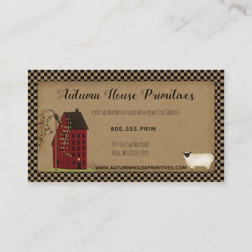 Primitive Business Card with Red Saltbox House