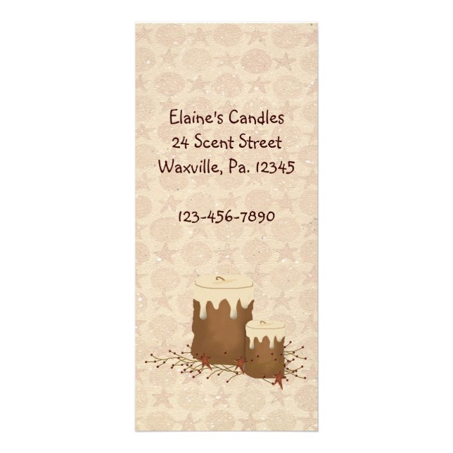 Primitive Candles Rack Card Book Mark (Front)