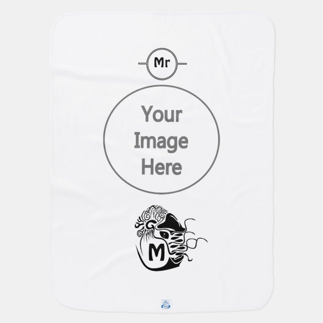 Primitive Chambered Nautilus Monogram Baby Blanket (Back)