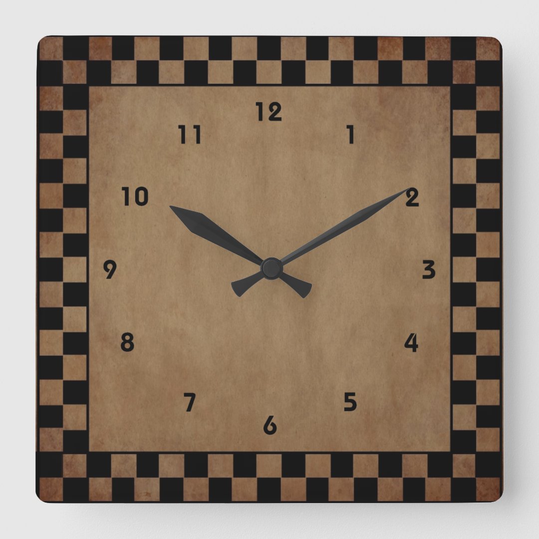 Primitive Check Wall Clock Zazzle