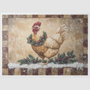 Primitive Christmas Chicken Tissue Paper