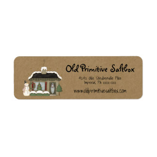 Primitive Christmas House Editable Return Address Label