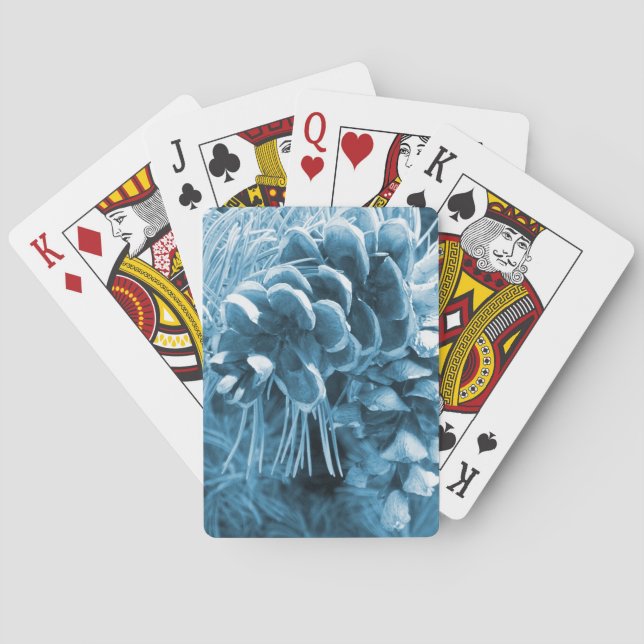 Primitive Christmas pine tree ice blue pinecone Poker Cards (Back)