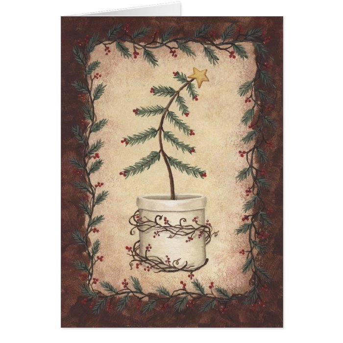 Primitive Christmas Tree Card