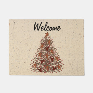 Primitive Christmas Tree Door Mat