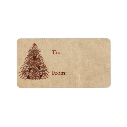 Primitive Christmas Tree Gift Label