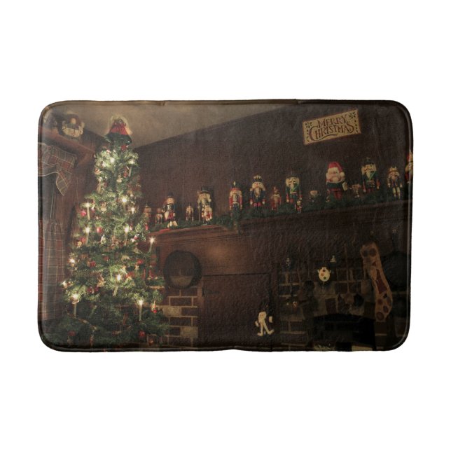 Primitive Colonial Country Christmas Holiday Bathroom Mat (Front)