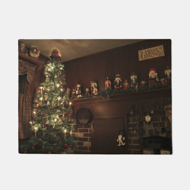 Primitive Colonial Country Christmas Holiday Doormat (Front)